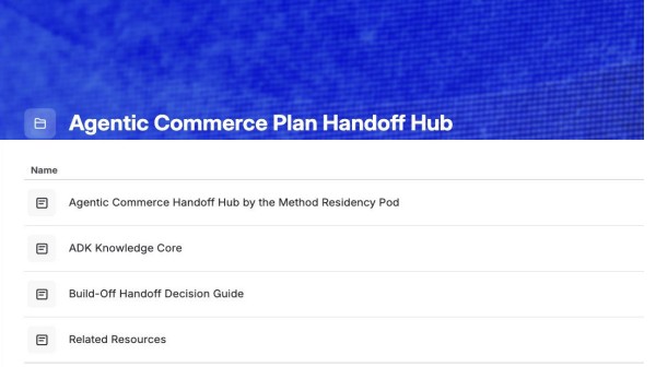 The Agentic Commerce handoff hub in Confluence